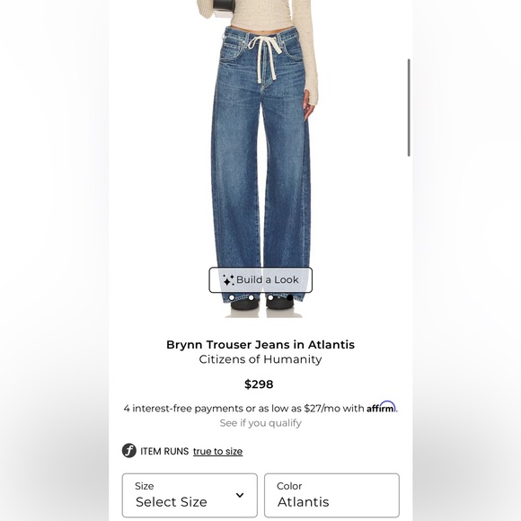 Citizens of Humanity Brynn Drawstring Trouser Jeans Size 27 - Picture 2 of 14